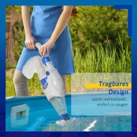 Outsunny elektrischer Poolsauger mit Akku Filter Poolreiniger Pool Handsauger Bodensauger Blau+Weiß 65 x 20 x 17 cm(m-5)