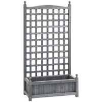 Outsunny plantenbak met latwerk lichtgrijs 64 x 28 x 120 cm