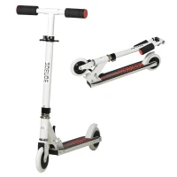 HOMCOM Patinete para Niños de +3 Años Plegable Scooter de 2 Ruedas con Manillar Altura Ajustable Freno Posterior y Pedal Antideslizante Carga 50 kg 67,7x34x79,5-89,5 cm Blanco(m-1)