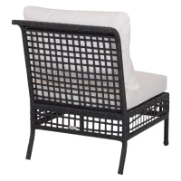 Outsunny Rattan Middle Chair Armless Sofa Single Garden Porch Furniture Wicker w/ Cushion and Pillow(m-7)