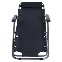 Outsunny Metal Frame 2 In 1 Sun Lounger w/ Pillow Black(m-12)