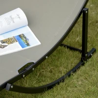 Outsunny Set of 2 S-shaped Lounge Chair Foldable Sleeping Bed 165x61x63cm Khaki(m-11)