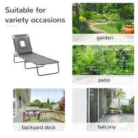 Outsunny Folding Sun Lounger Reclining Chair w/ Pillow Reading Hole Garden Beach(m-6)