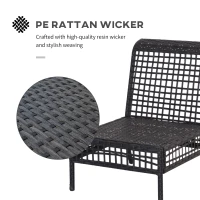 Outsunny Rattan Middle Chair Armless Sofa Single Garden Porch Furniture Wicker w/ Cushion and Pillow(m-5)