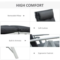 Outsunny Steel Frame Outdoor Garden Padded Sun Lounger w/ Pillow Black(m-5)