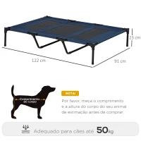 PawHut Cama para Animais de Estimação Cama Elevada para Cães Gatos com Tecido Transpirável para Dormir Relaxar Exterior Jardim Terraço 122x91x23cm Azul(m-3)