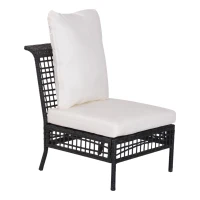 Outsunny Rattan Middle Chair Armless Sofa Single Garden Porch Furniture Wicker w/ Cushion and Pillow(m-11)