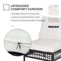 Outsunny Rattan Middle Chair Armless Sofa Single Garden Porch Furniture Wicker w/ Cushion and Pillow(m-4)