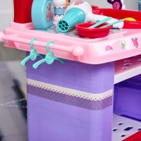 HOMCOM Cuidado de Muñeca para Niños de +3 Años Juguete de Imitacion Incluye 28 Piezas con Efecto de Sonido Educativo 52x30,5x72 cm Rosa(m-8)