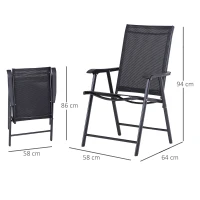 Outsunny Steel Frame Set of 2 Foldable Outdoor Garden Chairs Black(m-3)