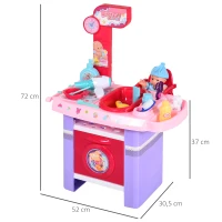 HOMCOM Cuidado de Muñeca para Niños de +3 Años Juguete de Imitacion Incluye 28 Piezas con Efecto de Sonido Educativo 52x30,5x72 cm Rosa(m-3)