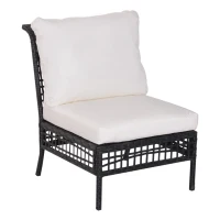 Outsunny Rattan Middle Chair Armless Sofa Single Garden Porch Furniture Wicker w/ Cushion and Pillow(m-1)