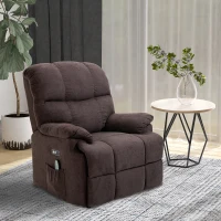 HOMCOM Poltrona Relax Alzapersona Massaggiante e Riscaldante, 83x95x105cm, Marrone(m-4)
