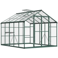 Outsunny Gewächshaus Aluminium Treibhaus mit Dachfenster Tür 308 x 248 x 226 cm Pflanzenhaus mit Regal begehbares Tomatenhaus Witterungsbeständig Polystyrolplatte(m-1)