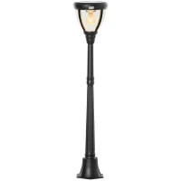 Outsunny Solar Gartenlaterne Laterne Gartenleuchte Wegleuchte mit 31 LED 150 Lumen 3000K Aluminium gehärtetes Glas Schwarz 26 x 26 x 130 cm(m-1)
