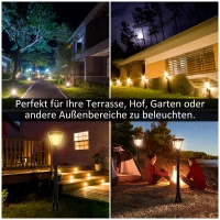 Outsunny Solar Gartenlaterne Laterne Gartenleuchte Wegleuchte mit 31 LED 150 Lumen 3000K Aluminium gehärtetes Glas Schwarz 26 x 26 x 130 cm(m-7)