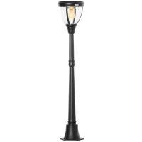 Outsunny Solar Gartenlaterne Laterne Gartenleuchte Wegleuchte mit 31 LED 150 Lumen 3000K Aluminium gehärtetes Glas Schwarz 26 x 26 x 130 cm(m-11)