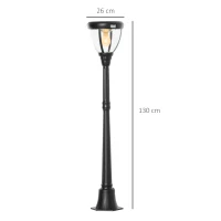 Outsunny Solar Gartenlaterne Laterne Gartenleuchte Wegleuchte mit 31 LED 150 Lumen 3000K Aluminium gehärtetes Glas Schwarz 26 x 26 x 130 cm(m-3)