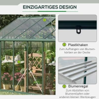 Outsunny Gewächshaus Aluminium Treibhaus mit Dachfenster Tür 308 x 248 x 226 cm Pflanzenhaus mit Regal begehbares Tomatenhaus Witterungsbeständig Polystyrolplatte(m-6)