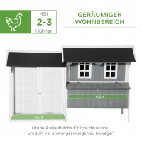 Nowoczesny Kurnik dla Kur z Wodoodporną Farbą, Podniesiony z Wybiegiem i Nistką, Drewno Jodłowe, PawHut(m-5)