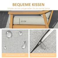 Outsunny 3-częściowy zestaw mebli ogrodowych z szezlongiem podwójna sofa stolik natura(m-5)