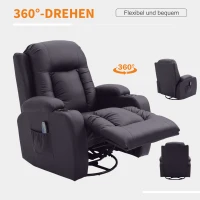 HOMCOM fotel do masażu fotel telewizyjny fotel relaksacyjny fotel TV funkcja ogrzewania funkcja przechylania z pilotem funkcja leżenia brązowy 90 x 93 x 103 cm(m-6)