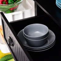 HOMCOM Traditional Storage Cabinet Cupboard Freestanding Kitchen Pantry with Drawer, Doors and Adjustable Shelves, Black(m-9)