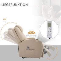 HOMCOM fotel do masażu fotel relaksacyjny fotel telewizyjny funkcja masażu funkcja leżenia sztuczna skóra drewno metal pianka kolor beżowy 82 x 97 x 110 cm(m-6)