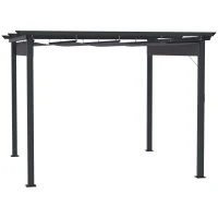 Outsunny pergola 3 x 3 m pawilon z przesuwnym dachem aluminium poliester kolor szary(m-1)