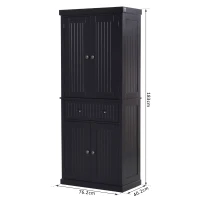 HOMCOM Traditional Storage Cabinet Cupboard Freestanding Kitchen Pantry with Drawer, Doors and Adjustable Shelves, Black(m-3)