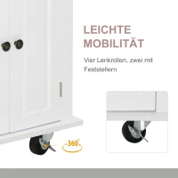 HOMCOM Półka kuchenna, szafka kuchenna na kółkach z regulowaną półką, szuflada, drewno kauczukowe, płyta MDF, płyta wiórowa, biała, 111 x 44,5 x 82,5 cm(m-7)