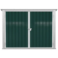 Outsunny Boks na pojemniki na śmieci Boks na 2 pojemniki na śmieci zamykany stal zielony(m-7)