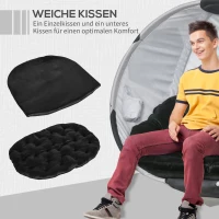 Outsunny fotel wiszący, kosz wiszący ze stelażem, z poduszką, kosz, składany, motyw piłki nożnej(m-5)