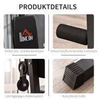 HOMCOM atlas stacja do ćwiczeń stacja fitness multigym centrum fitness urządzenie fitness z obciążeniami z wyściełanymi rolkami stal sztuczna skóra kolor czarny 148 x 108 x 207 cm(m-4)