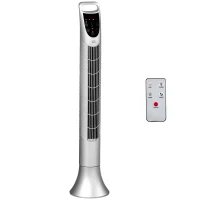 HOMCOM 36'' Freestanding Tower Fan, 3 Speed 3 Mode, 7.5h Timer, 70 Degree Oscillation, LED Panel, 5M Remote Controller, Silver(m-1)