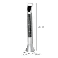 HOMCOM 36'' Freestanding Tower Fan, 3 Speed 3 Mode, 7.5h Timer, 70 Degree Oscillation, LED Panel, 5M Remote Controller, Silver(m-3)