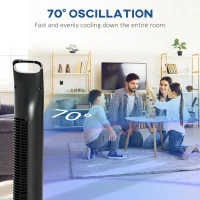 HOMCOM 36'' Freestanding Tower Fan, 3 Speed 3 Mode, 7.5h Timer, 70 Degree Oscillation, LED Panel, 5M Remote Controller, Silver(m-6)
