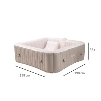Outsunny Spa Gonflable carré 2 Places 2 couchettes Infinite - 140 Buses d'air Hydro-massantes - Fonctions Chauffage Filtration - Liner PVC Perle Taupe(m-3)