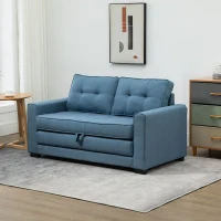 Rozkładana Sofa HOMCOM 2-osobowa z Funkcją Spania w Stylu Minimalistycznym Niebieska(m-10)
