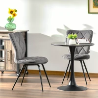 HOMCOM zestaw 2 krzeseł do jadalni krzesło kuchenne krzesło tapicerowane z oparciem flanela pianka stal szary + czarny 47 x 62 x 91 cm(m-10)