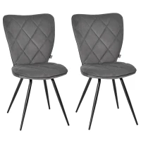 HOMCOM zestaw 2 krzeseł do jadalni krzesło kuchenne krzesło tapicerowane z oparciem flanela pianka stal szary + czarny 47 x 62 x 91 cm(m-1)
