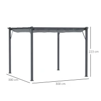 Outsunny pergola pawilon zadaszenie z dachem przesuwnym ogród 3x3 m aluminium kolor brązowy(m-3)