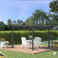 Outsunny pergola 3 x 3 m pawilon z przesuwnym dachem aluminium poliester kolor szary(m-9)