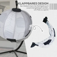 Outsunny fotel wiszący, kosz wiszący ze stelażem, z poduszką, kosz, składany, motyw piłki nożnej(m-6)