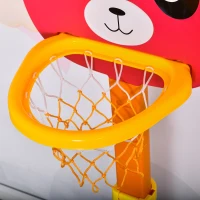 HOMCOM Canasta de Baloncesto Infantil 2 en 1 con Diana Altura Ajustable Panel en Forma de Osito Incluye 2 Pelotas y 6 Dardos Apto para Niños de +3 Años 60x53x100-160 cm Multicolor(m-8)