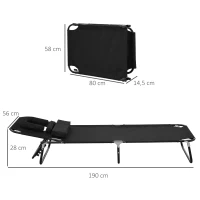 Outsunny sezlong cu decupaj pentru fata,190x56x28 cm, negru(m-3)