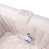 Outsunny Spa Gonflable carré 2 Places 2 couchettes Infinite - 140 Buses d'air Hydro-massantes - Fonctions Chauffage Filtration - Liner PVC Perle Taupe(m-7)