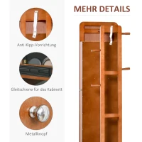 Szafka na biżuterię HOMCOM szafka z lustrem szafka ścienna obracana o 360° płyta MDF sosna szklane lustro jasny orzech Ø50 x 169 cm(m-7)