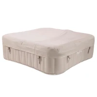 Outsunny Spa Gonflable carré 2 Places 2 couchettes Infinite - 140 Buses d'air Hydro-massantes - Fonctions Chauffage Filtration - Liner PVC Perle Taupe(m-4)