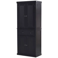HOMCOM Traditional Storage Cabinet Cupboard Freestanding Kitchen Pantry with Drawer, Doors and Adjustable Shelves, Black(m-11)